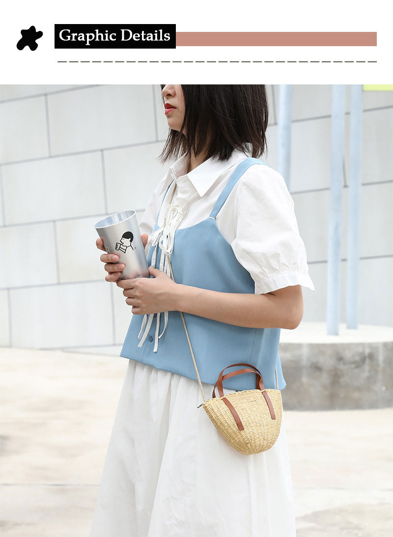 Casual pastoral style straw shell bag Suoer series