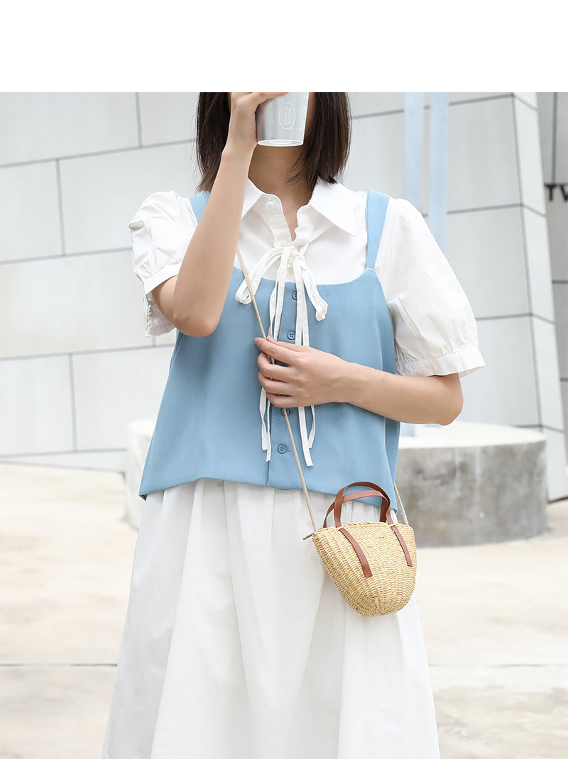 Casual pastoral style straw shell bag Suoer series