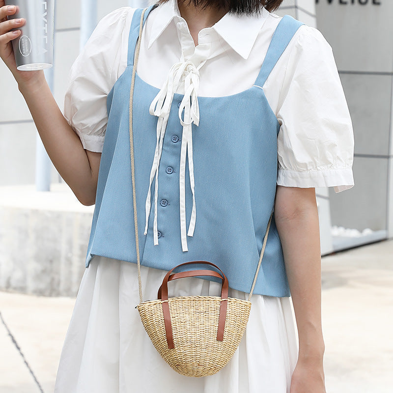 Casual pastoral style straw shell bag Suoer series