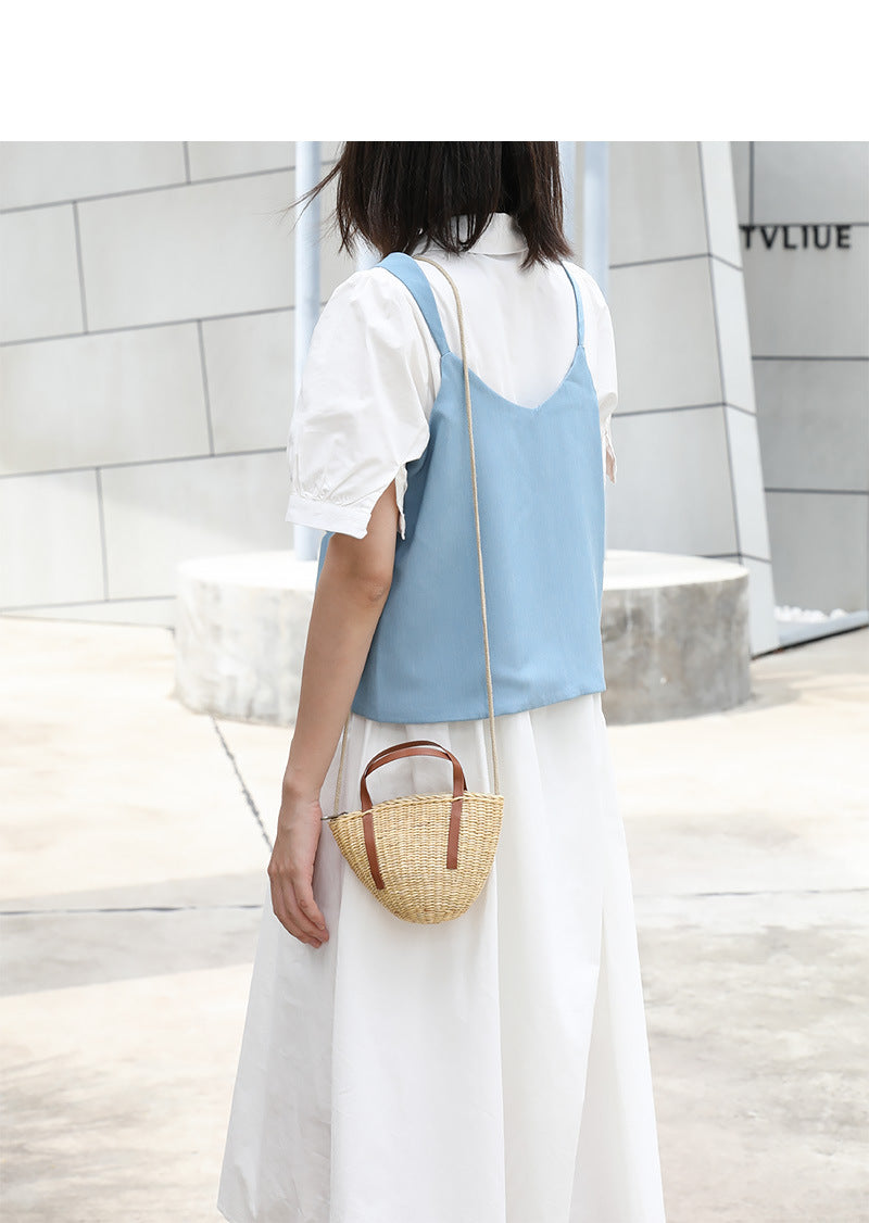 Casual pastoral style straw shell bag Suoer series