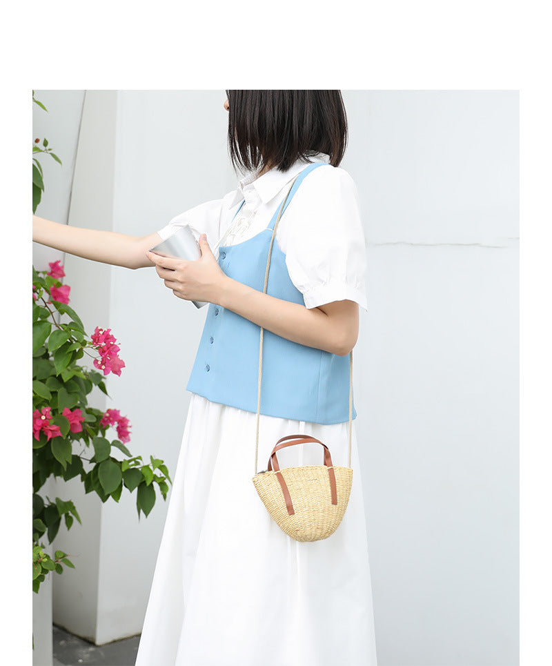 Casual pastoral style straw shell bag Suoer series