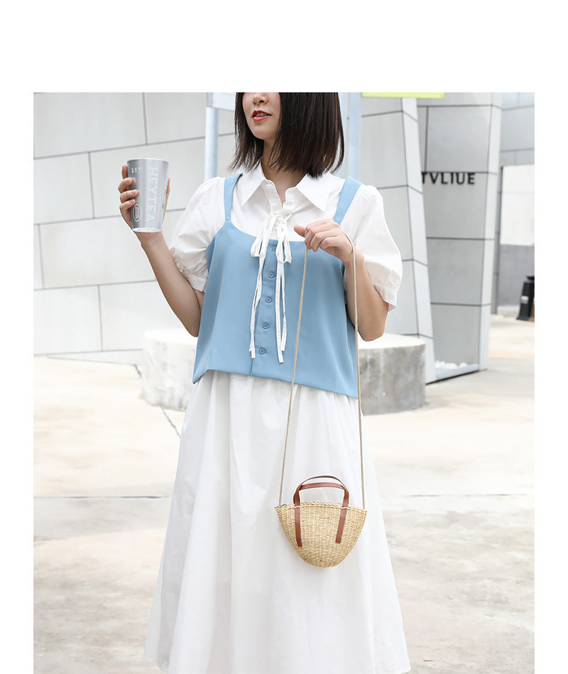 Casual pastoral style straw shell bag Suoer series