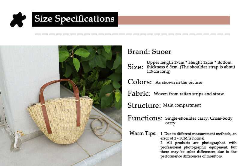 Casual pastoral style straw shell bag Suoer series